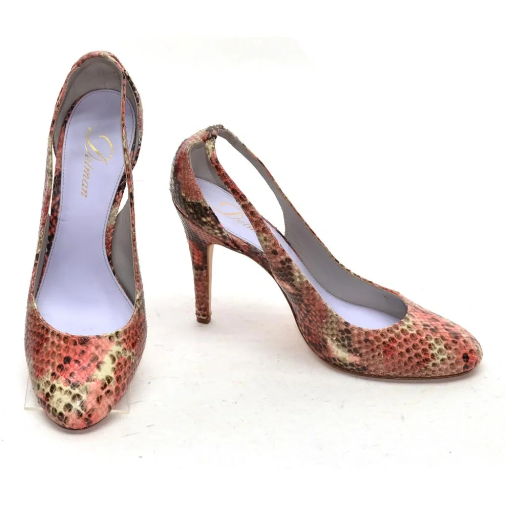Delman Earth Tones Side Cutout Snake Pumps size 8